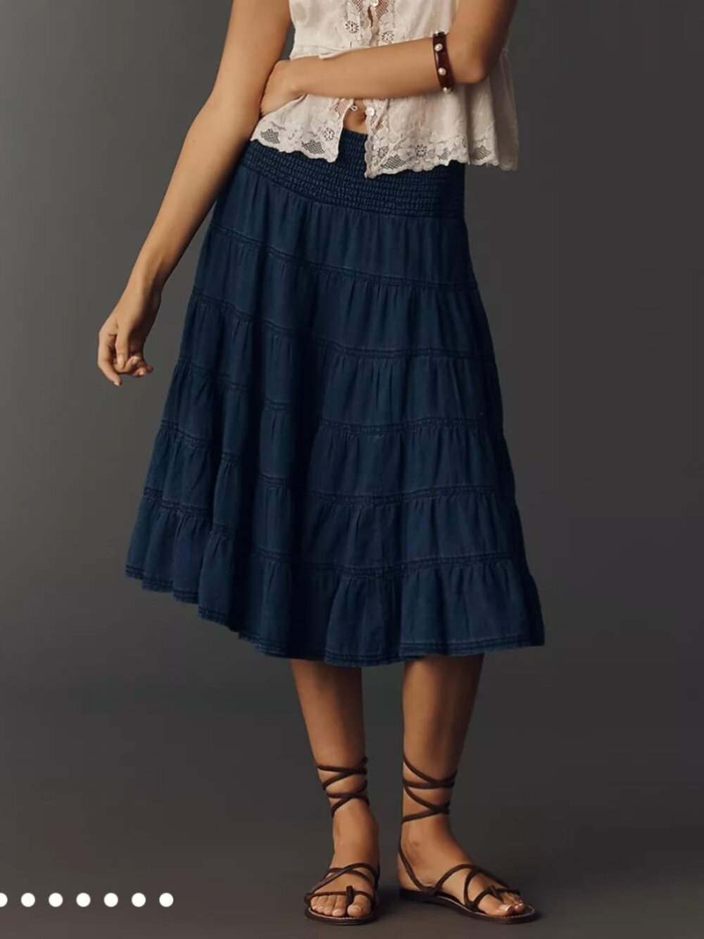 Pilcro Reese 100% Cotton Smocked Midi Skirt